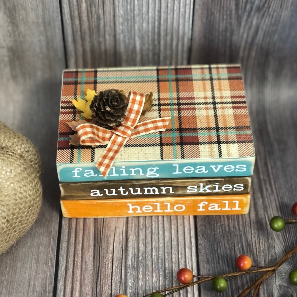 Fall Mini Wood Book Stack - Picture 2 of 3